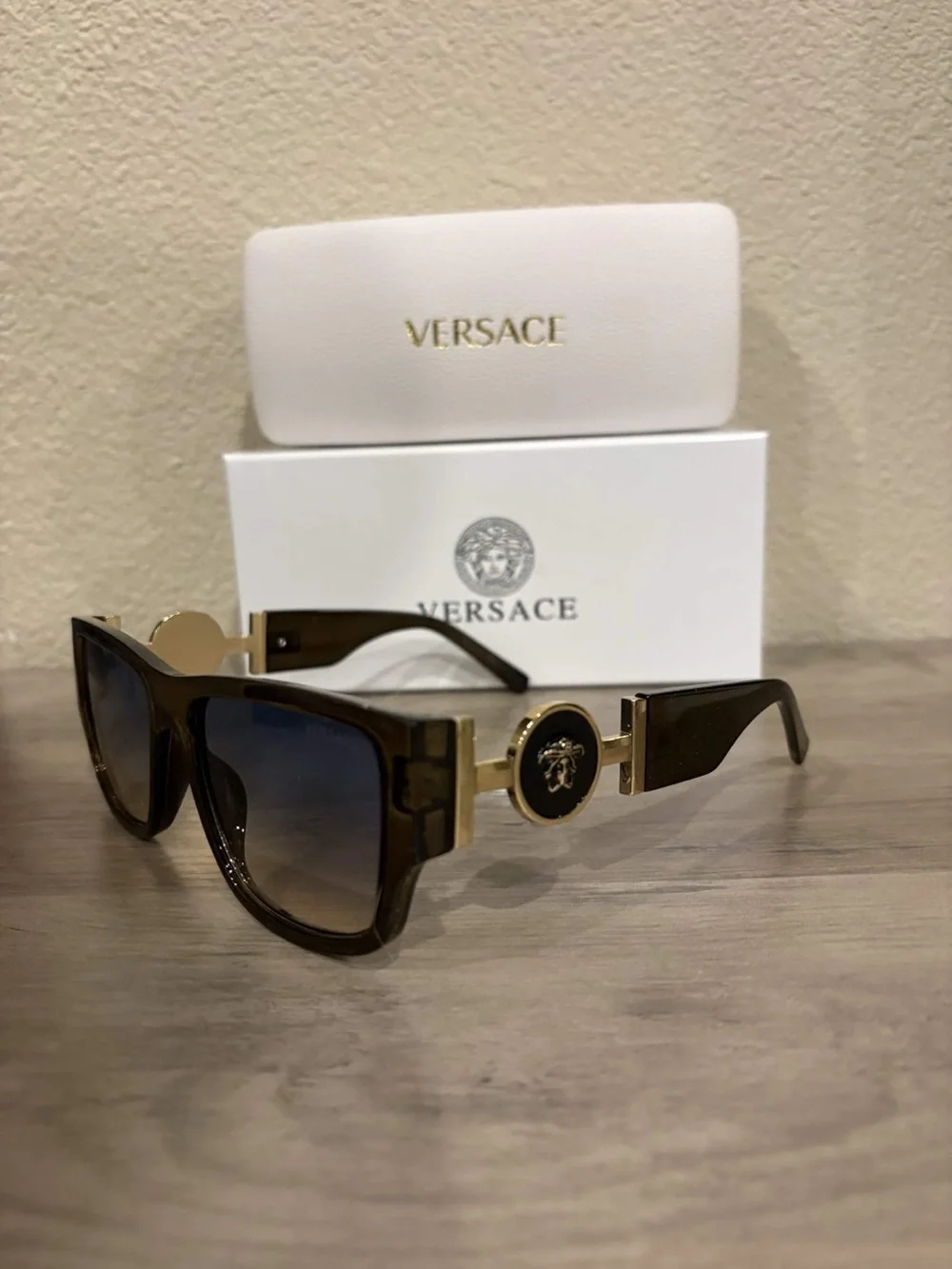 Versace Brown and Gold Medallion Men’s Sunglasses
